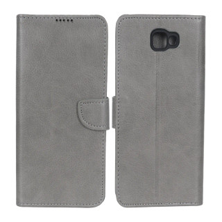 کیف چرمی موبایل مگنتی محافظ لنزدار KRF مدل Samsung Galaxy J7 Prime / G610 - طوسی