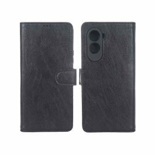 کیف موبایل چرمی مگنتی محافظ لنزدار Xiaomi Poco M7 4G - مشکی